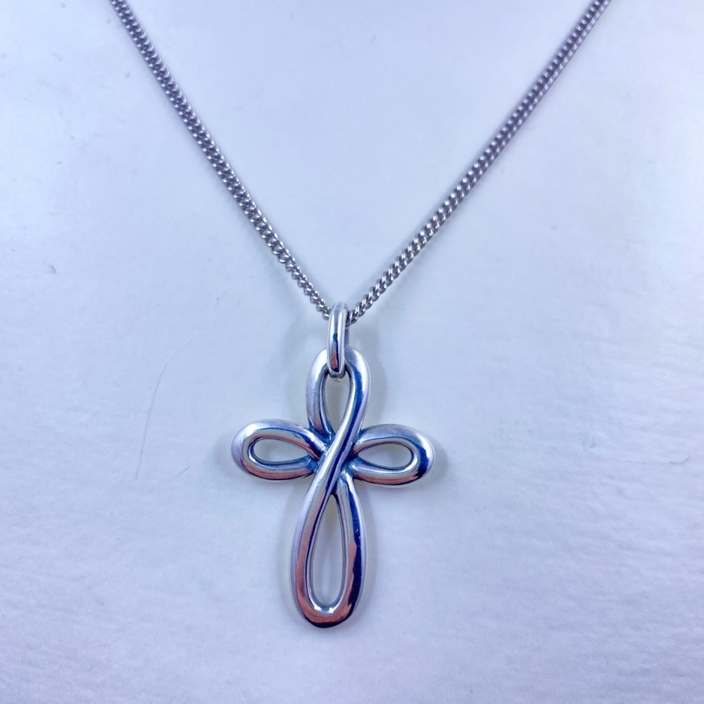 James Avery Sterling Retired INFINITY CROSS Neckla